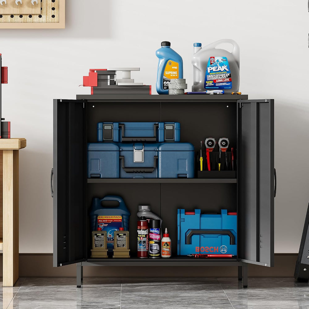 Metal Storage Cabinet,Storage Locker Cabinet with Shelves 2 Door Lockable Cab...