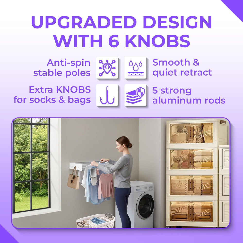 Wall Mounted Clothes Drying Rack - 31.5" Foldable Clothes Drying Rack Wa...