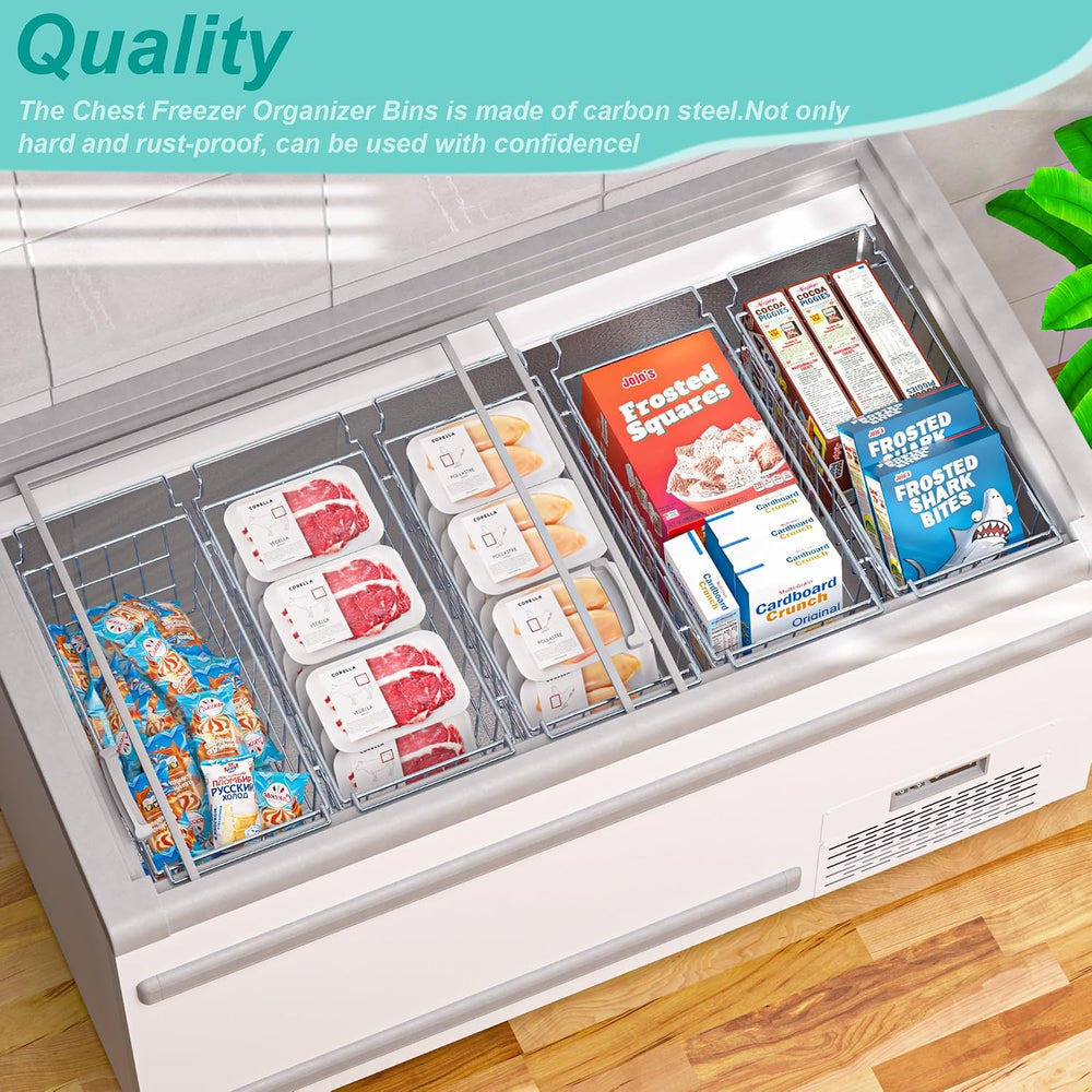 SANNO Chest Freezer Baskets, Stainless Steel Storage Organizer Bins with Stur...