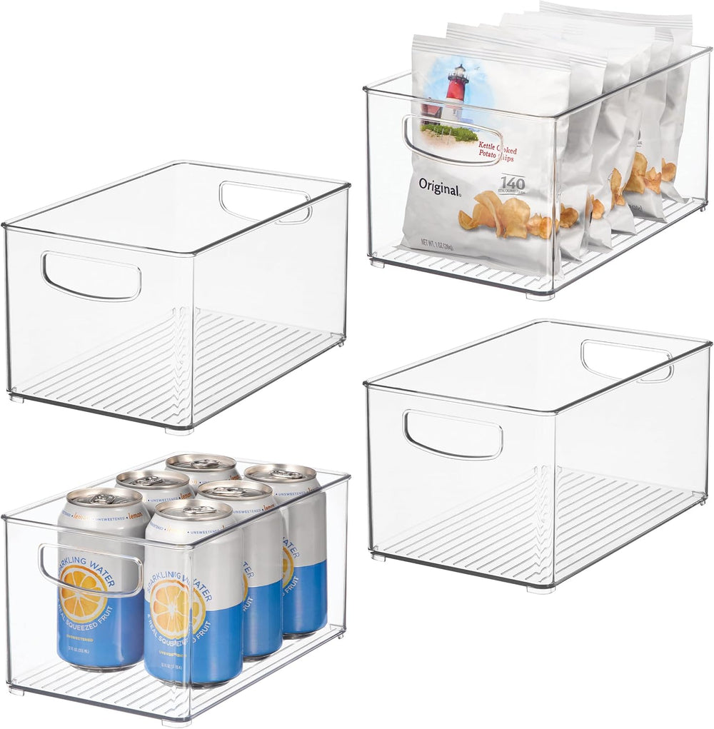 iDesign Stackable Clear Plastic Bin, 4-Pack