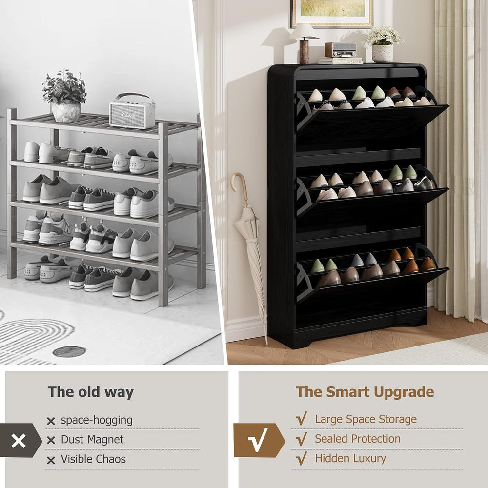 Garvee Hidden Shoe Cabinet, Black