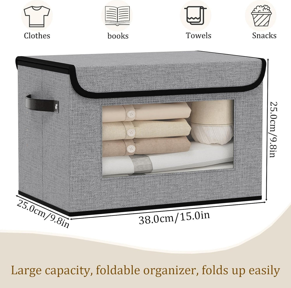 Gray Storage Baskets with Lid,Closet Bin,15x9.8x9.8in,3Pack