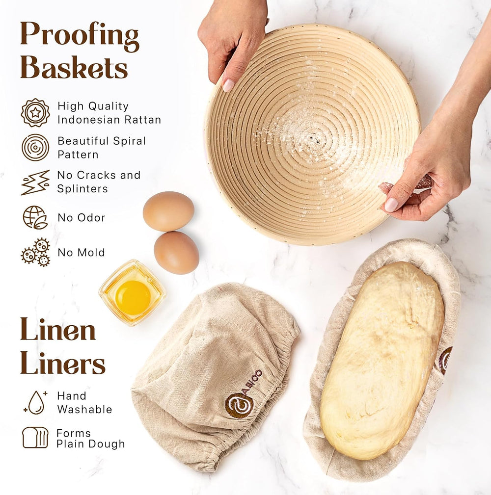 ABIOTO Sourdough Bread Baking Kit - 14-Piece Set with 10" Round & 11...