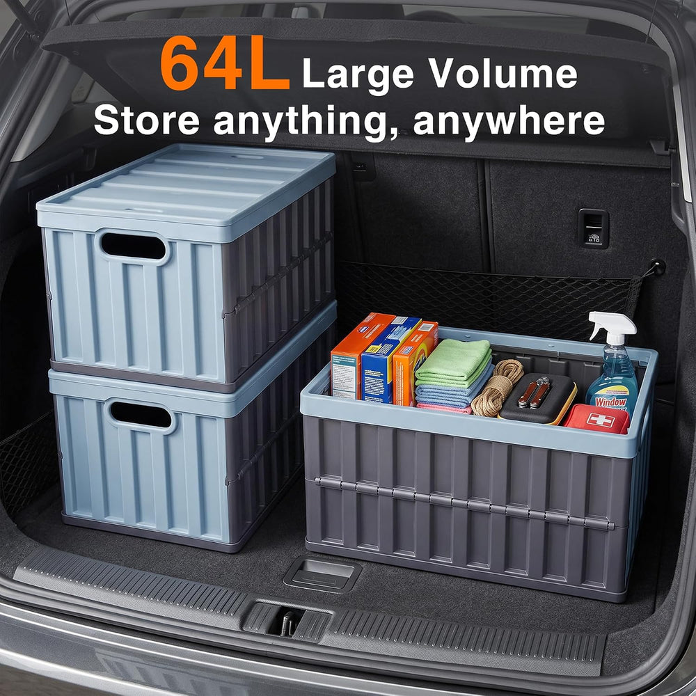 Citylife 64L Collapsible Storage Bins with Lids Plastic Storage Containers fo...