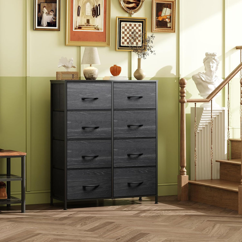 WLIVE 8 Drawer Fabric Dresser for Bedroom, Tall Storage Tower, Charcoal