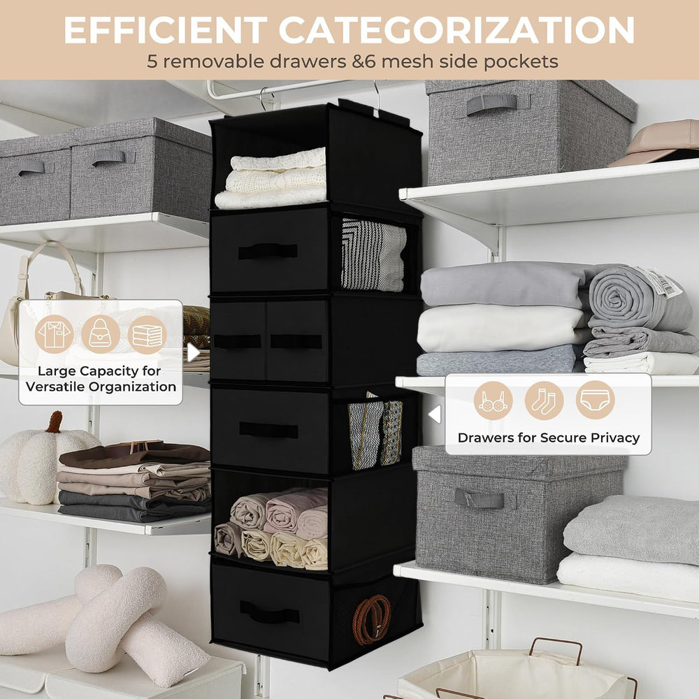 GRANNY SAYS Hanging Closet Organizer, 5 Drawers, 6 Shelves, 6 Pockets