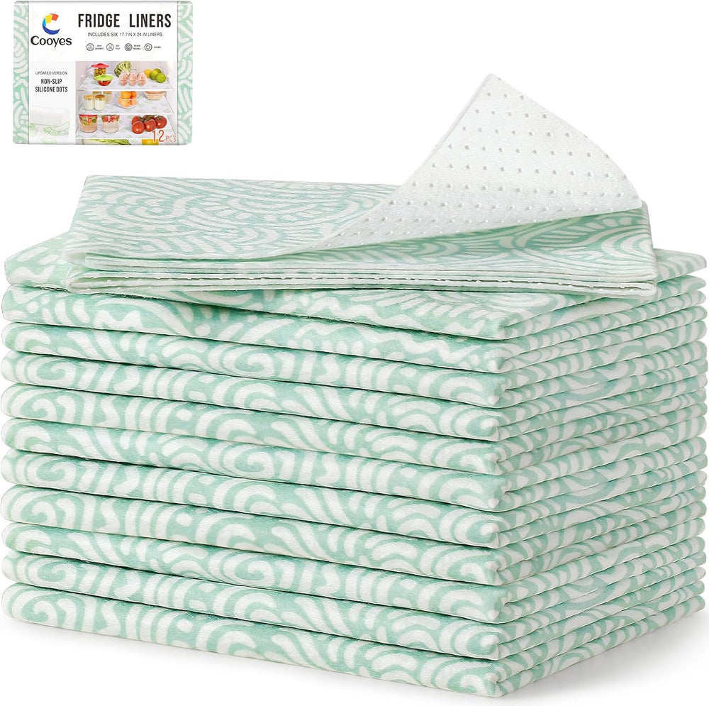 Cooyes 12 Pack Refrigerator Shelf Liners for French Door Fridge, 17.7" ×...