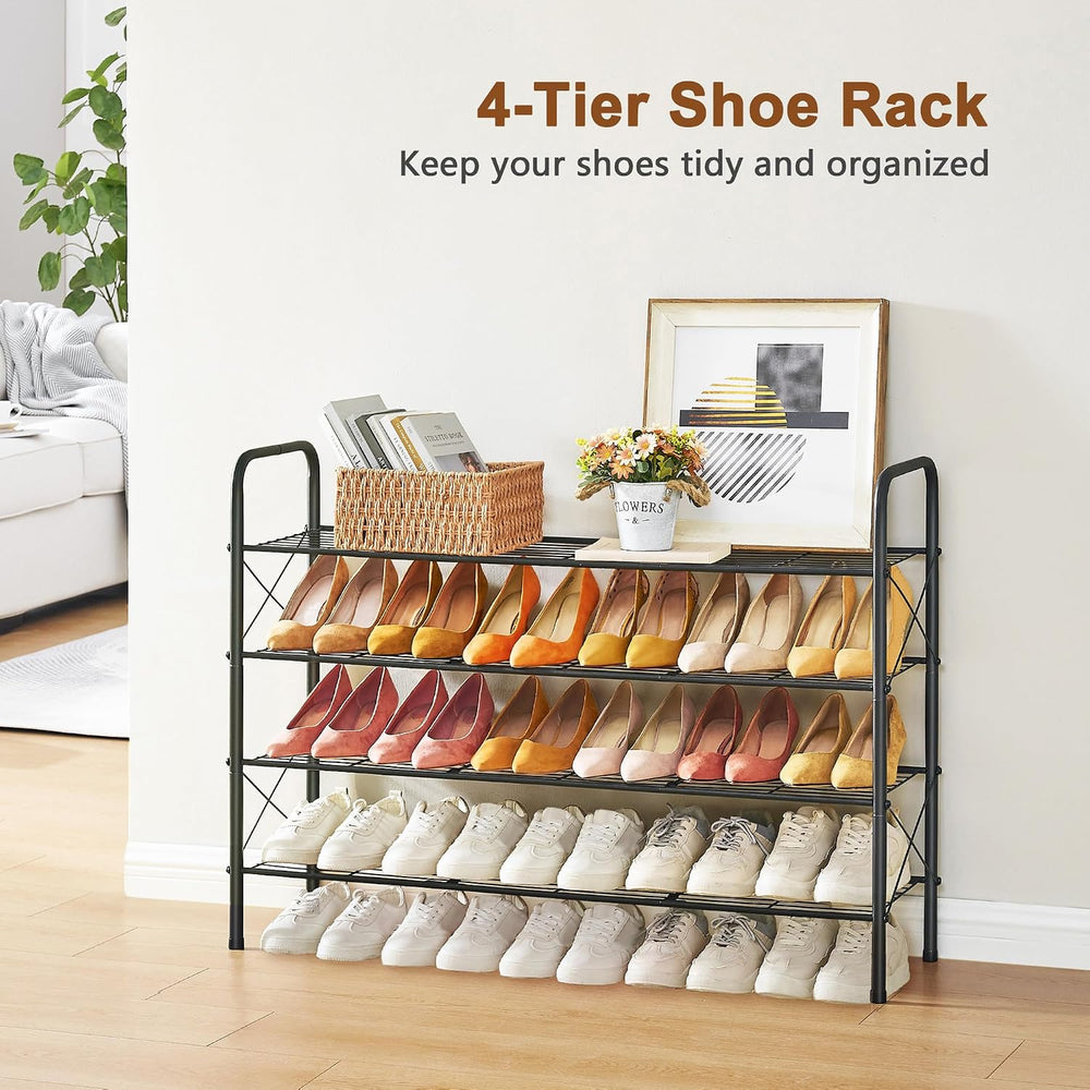 Hoctieon 4 Tier Mesh Style Shoe Rack, Entryway Shoe Shelf, Shoe Storage Organ...