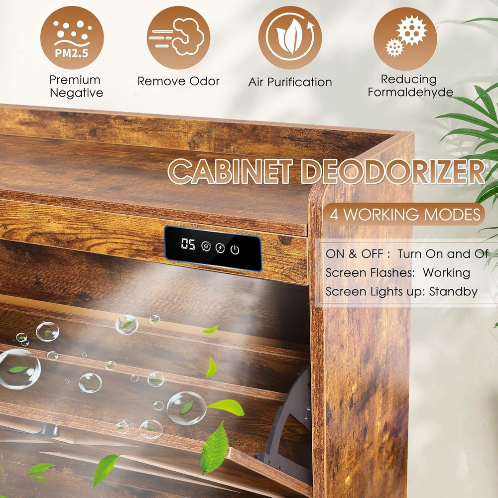 BEURUKU Shoe Cabinet with Deodorizer & 4 Flip Drawers, Shoe Cabinet Stora...