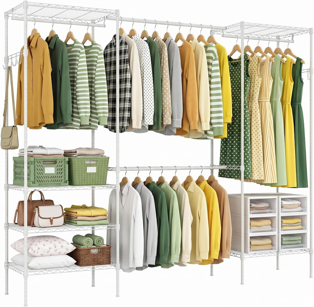 Expandable Clothes Rack, 15.7" D x (70.9"-90.6") W x 76.8&quot...