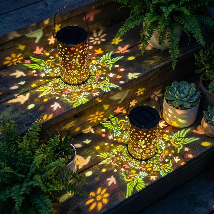 2 Pack Colorful Hanging Solar Lanterns Outdoor Waterproof [6 Hummingbirds], Metal Decorative Hummingbird Solar Lantern for Front Porch Yard Table Path Garden Decor, Ideal Gifts for Mom Wife Grandma