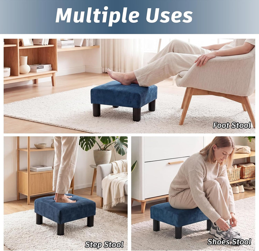 Joveco Small Foot Rest Stool Ottoman, 15" Fabric Square Short Low Footst...