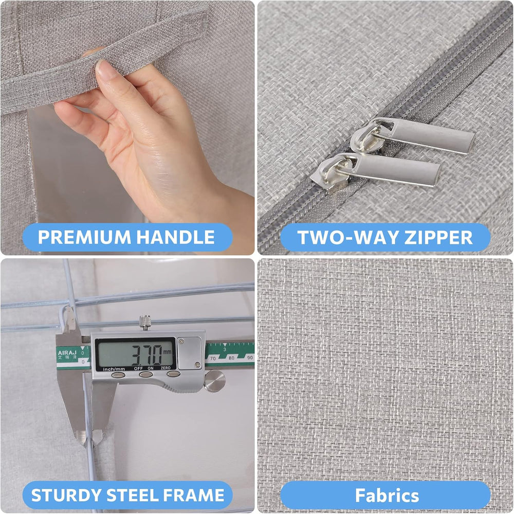 CYhom 2Pack Extra Large Clothes Storage Bins Box - Linen Fabric Foldable Stac...