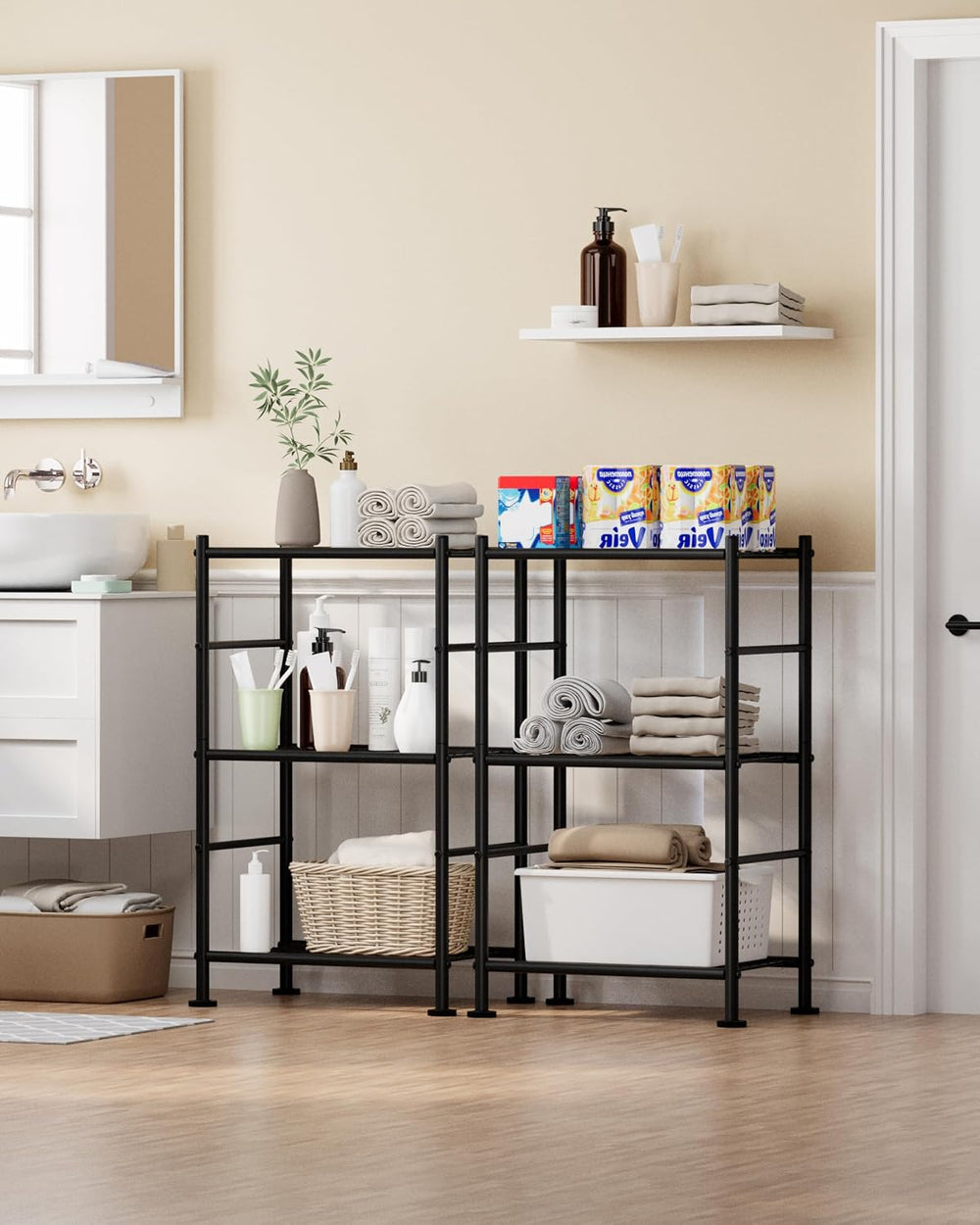Sakugi 2-Pack Storage Shelves - 3-Tier Metal Wire Shelf Organizer, Slim Shelf...