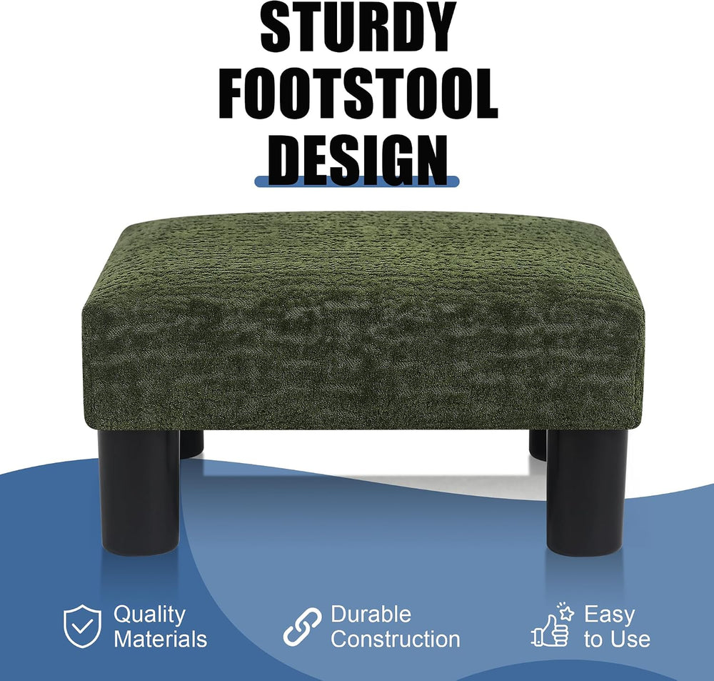 Joveco Small Foot Rest Stool Ottoman, 3D Velvet Square Upholstered Footstool ...