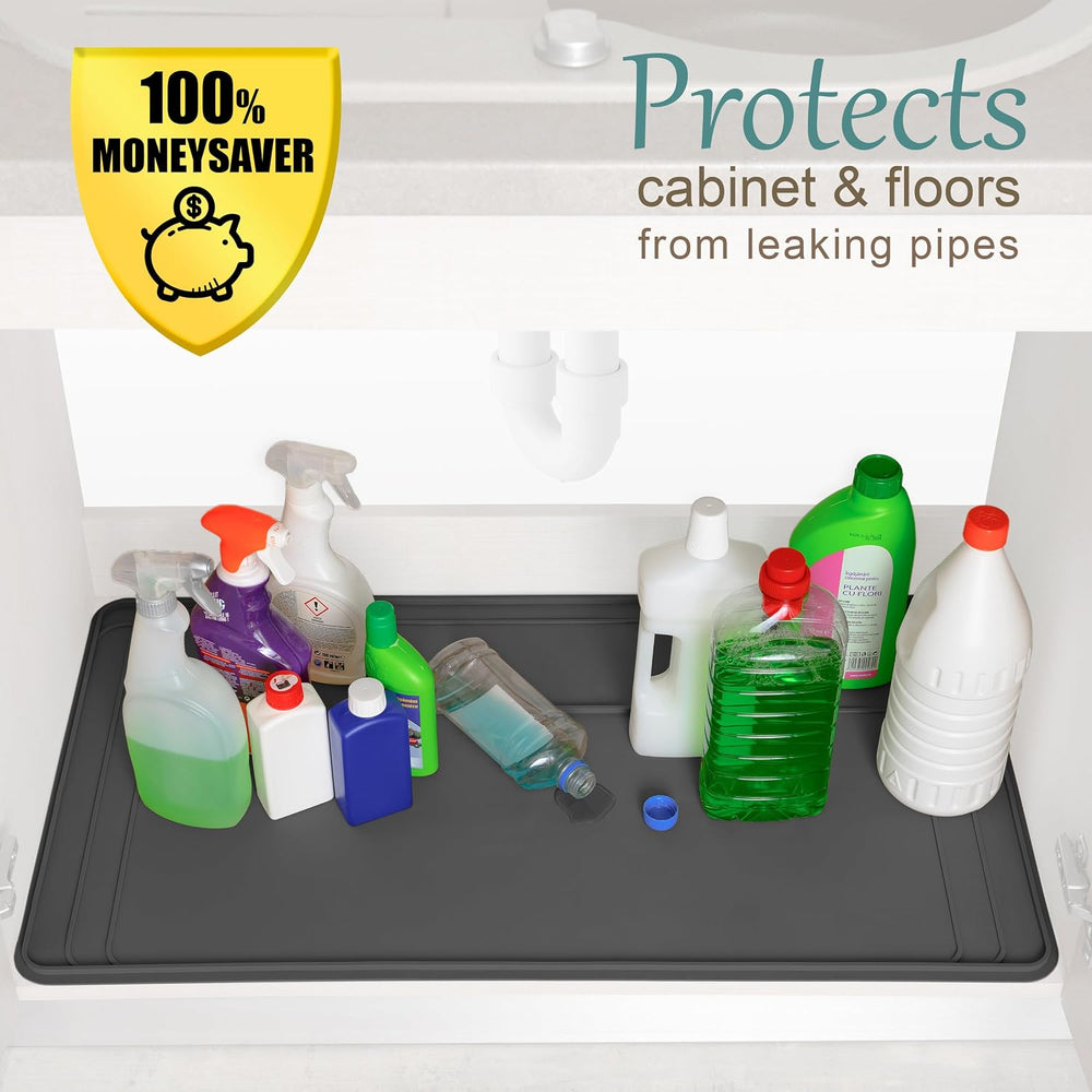 The Original Under Sink Mat - Silicone Waterproof mat, Trimmable, Easy to Cle...