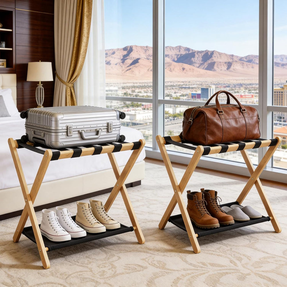 26.77" Full Assembled Luggage Rack for Guest Room, Set of 2 Suitcase Stand