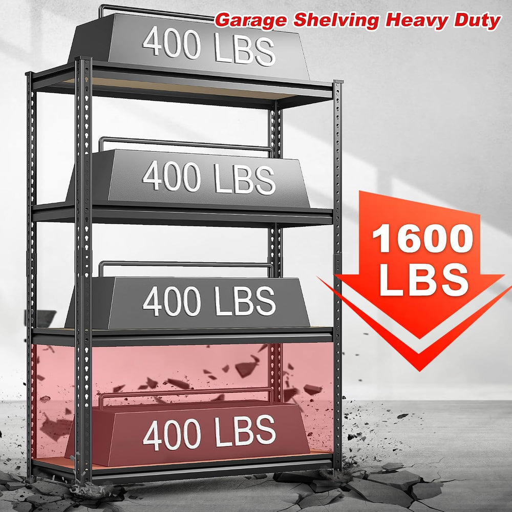 REIBII Storage Shelves Adjustable Metal Shelving 1600LBS Garage Shelves Indus...