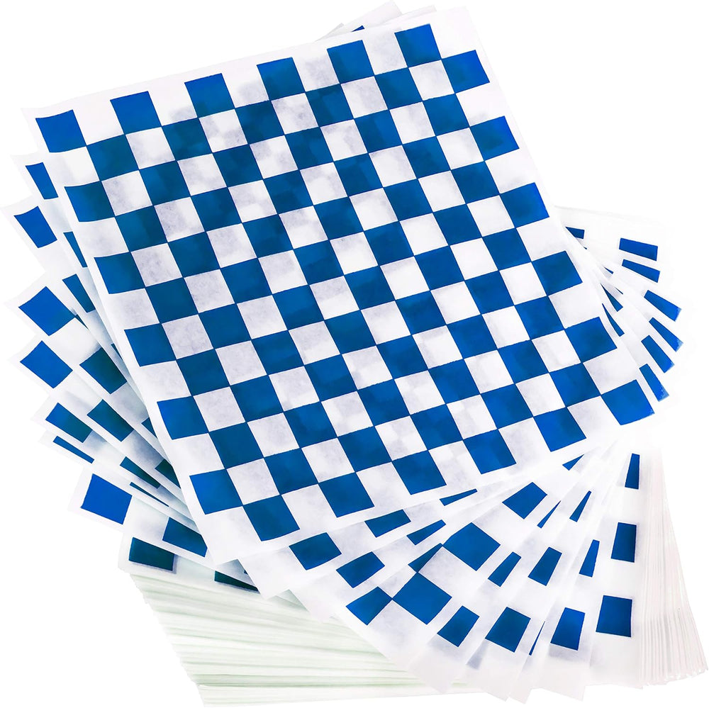 Extra Large, Grease Resistant Blue Checkered Sandwich Liner 300 Sheet Pack. M...
