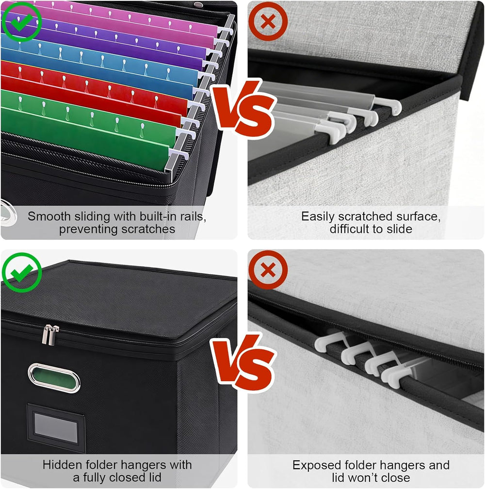 4 Pack File Organizer Boxes with Lids, Collapsible Document Storage Bin with ...