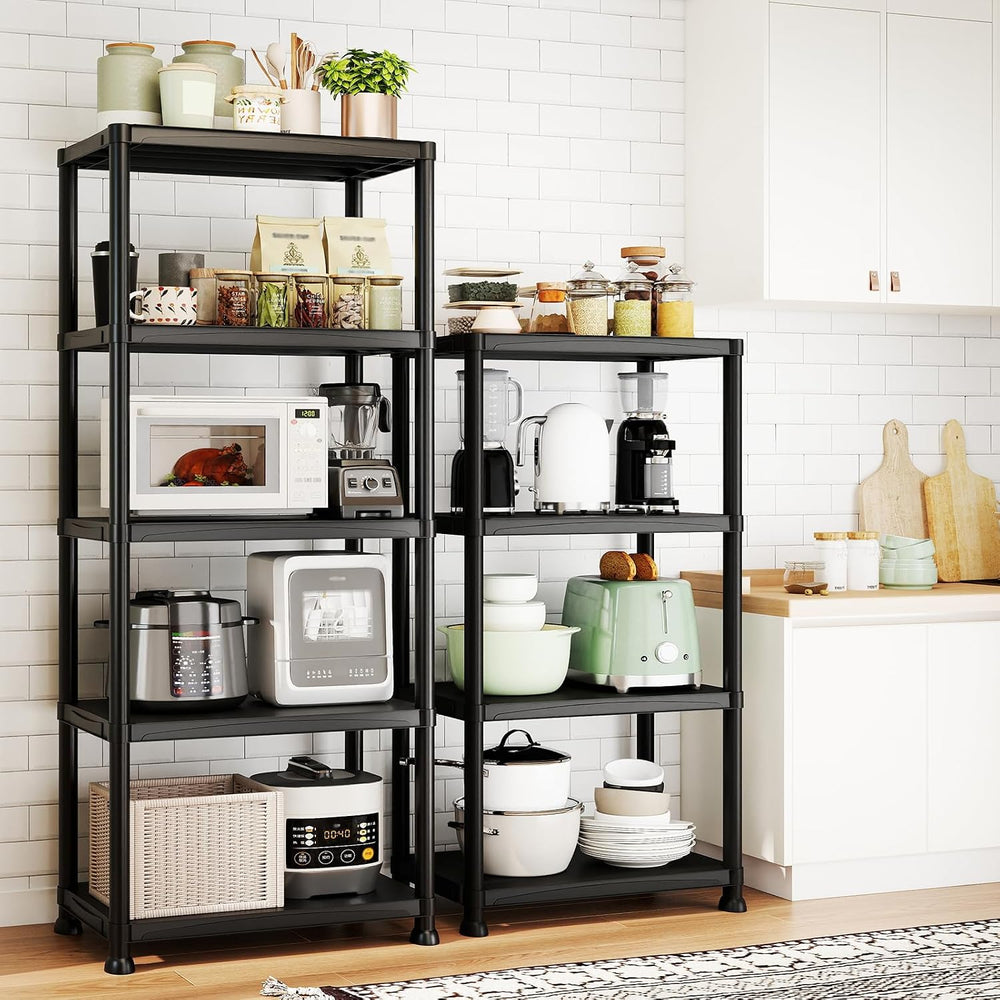 Plastic Storage Shelves, 5 Tier Shelving Unit, 330LBS
