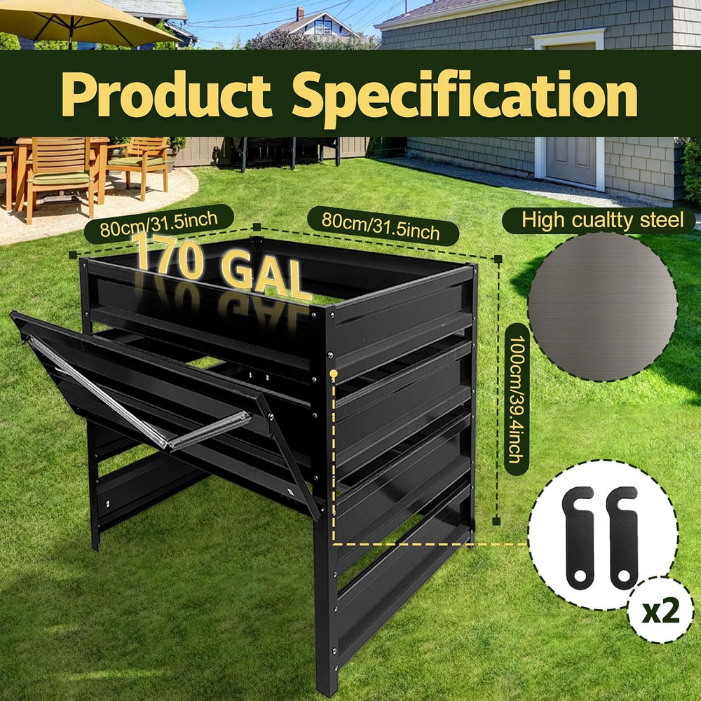 Compost Bin Outdoor - 170 Gallon Metal Wire Mesh Compost Bins