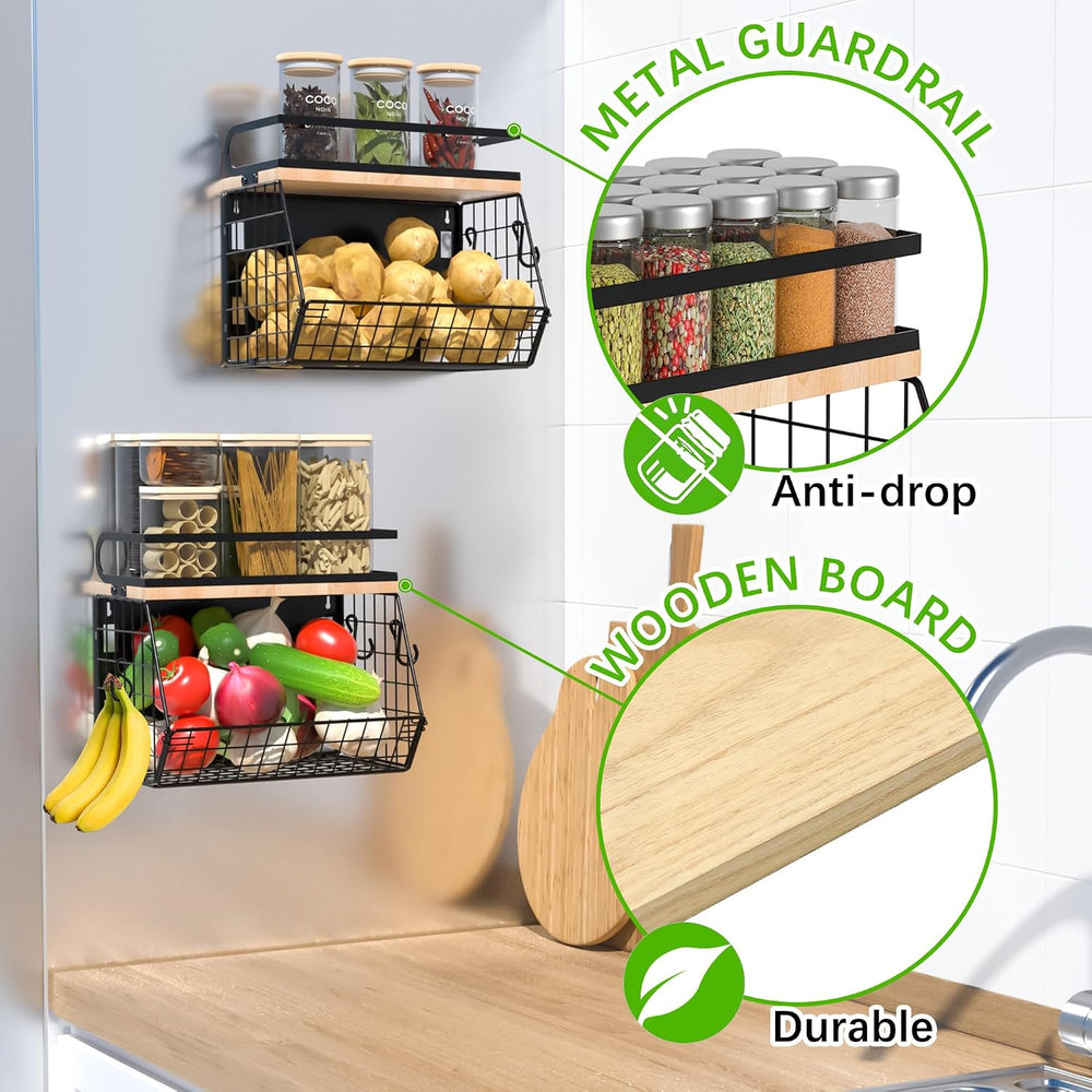 Magnetic Spice Rack for Refrigerator, Fruit, Potato & Onion Storage Bin,L...