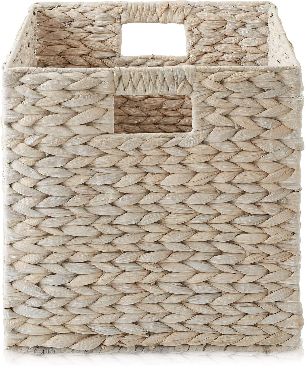 Casafield 12" x 12" Hyacinth Storage Baskets, Whitewash - Set of 2 ...