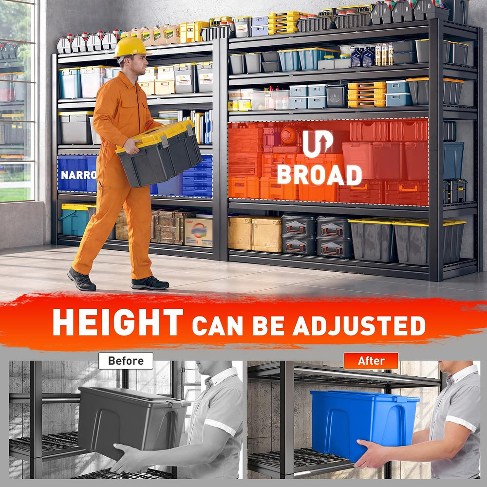 REIBII 48.2''W Garage Shelving Heavy Duty, Adjustable Shelves for Bas...