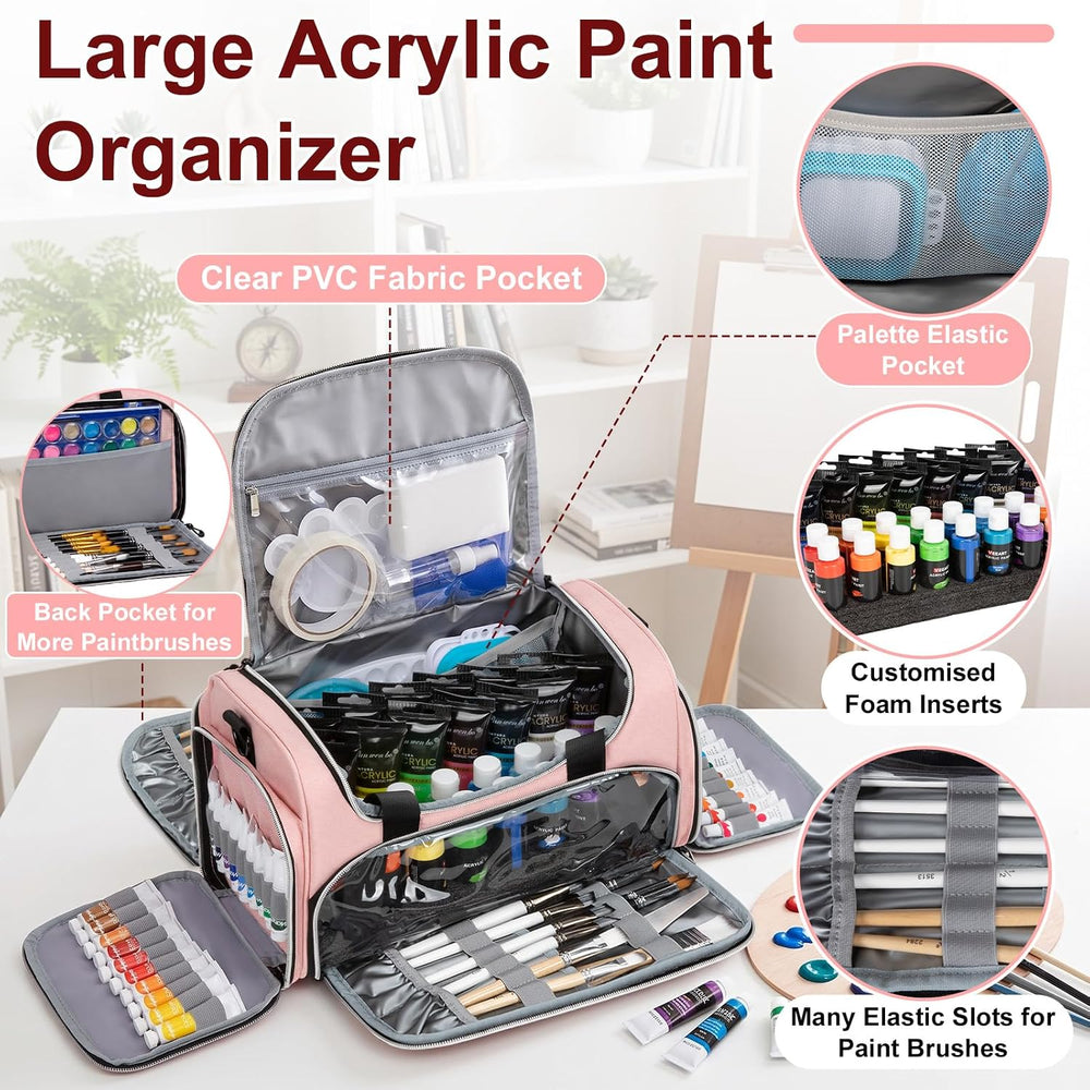Acrylic Paint Storage Bag Holds 32 Bottles (2 oz) Acrylic Paints