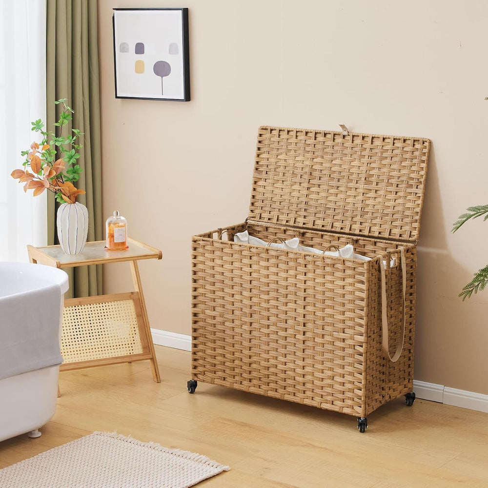 Laundry Hamper with Wheels, 52.8 Gallon(200L) Rolling Laundry Basket with Lid...