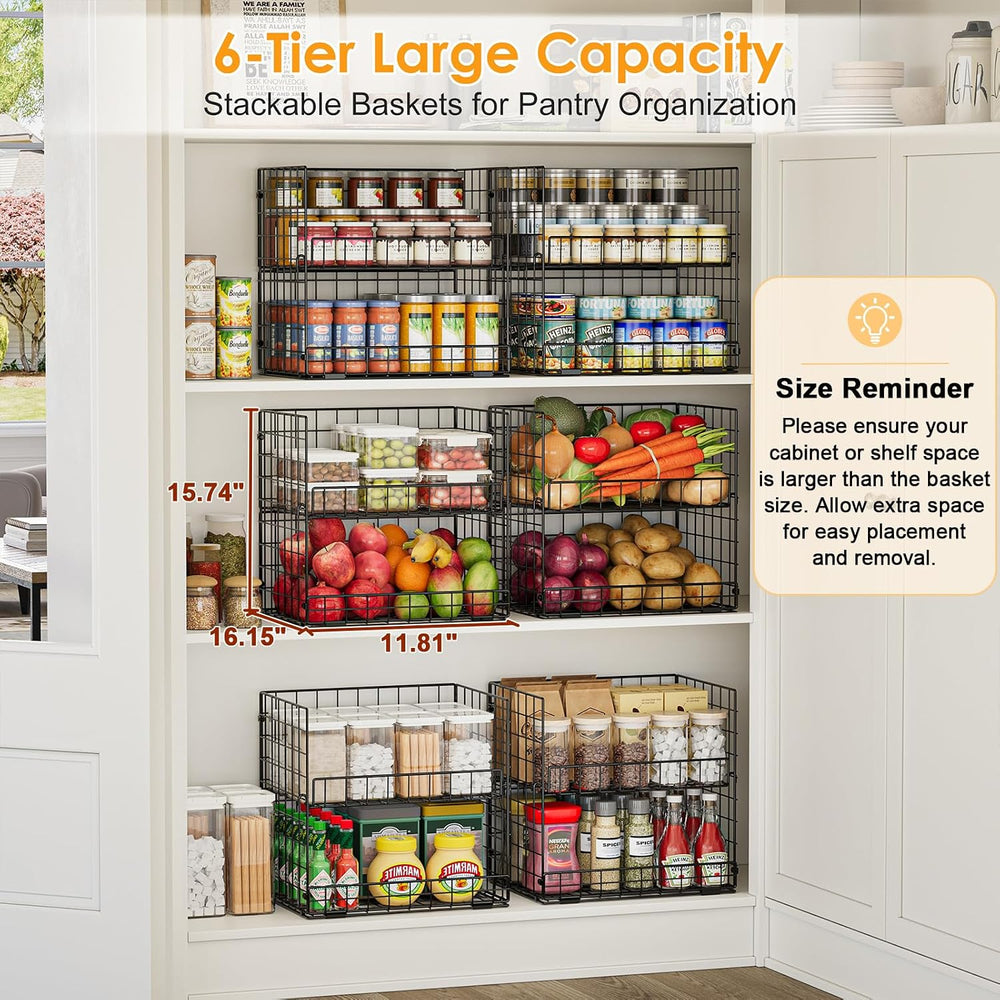 JKsmart 6-Tier XXL Stackable Wire Basket, Snack Organizer for Countertop