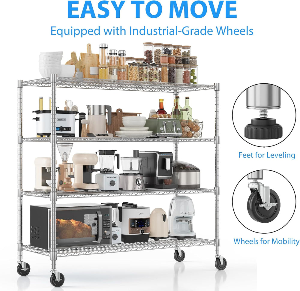Homdox Heavy Duty Metal Shelves for Storage, 4 Tier Storage Racks and Shelvin...