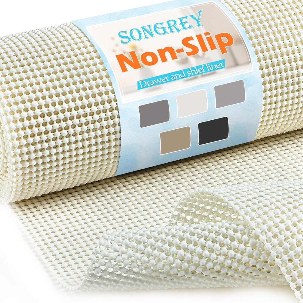 Songrey Non-Slip Shelf Cabinet and Drawer Liner, 12IN x 20FT, Cream
