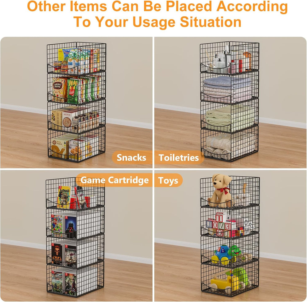 Hongtamoya 4-Tier Stackable Closet Organizers and Storage Shelves, Clothes St...