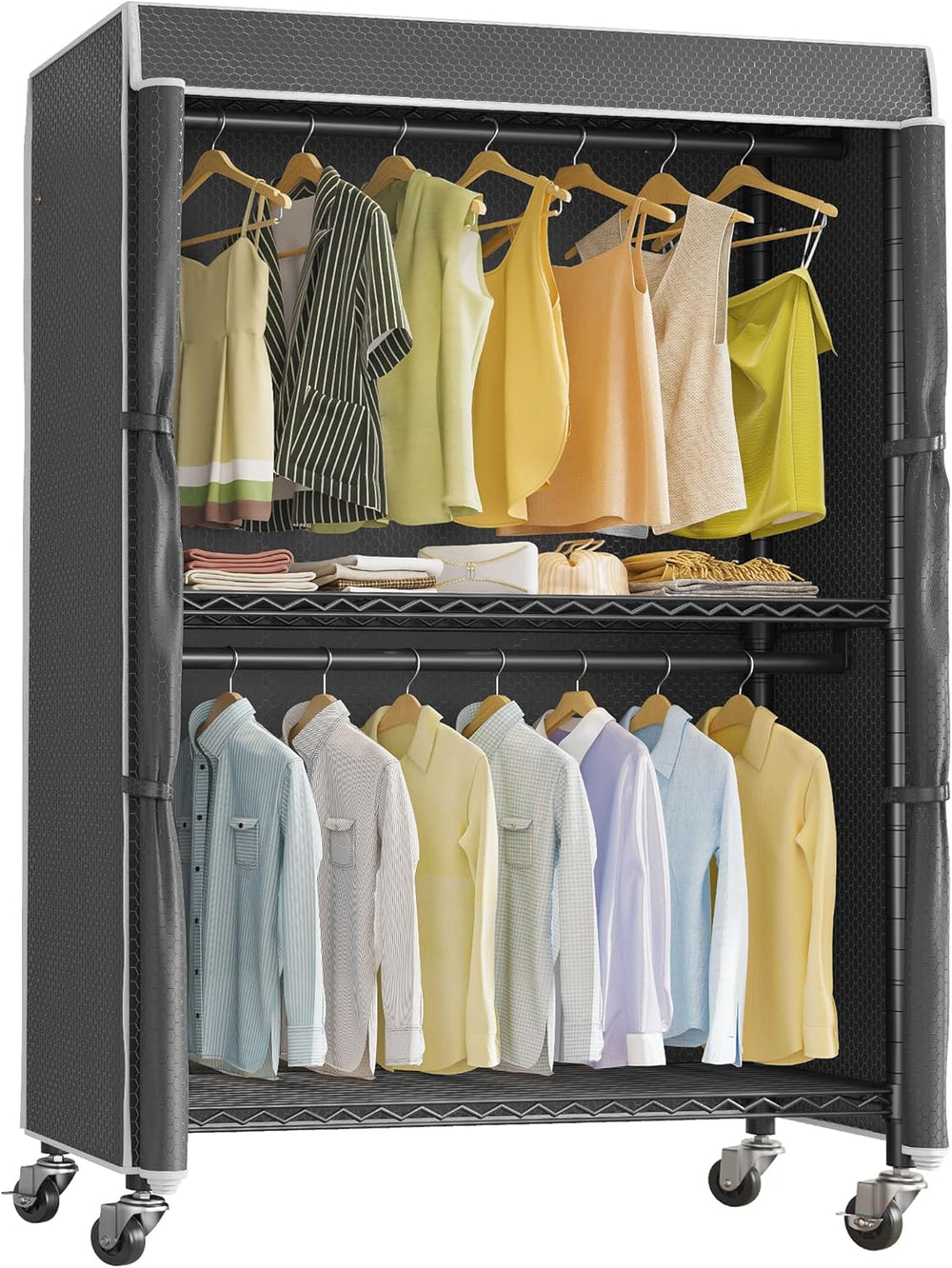 VIPEK R2C Rolling Clothing Rack Covered Portable Closet for Hanging Clothes