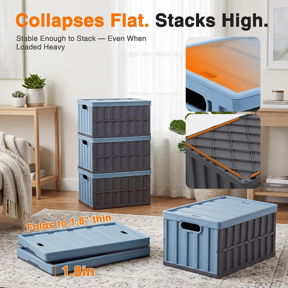 Citylife 64L Collapsible Storage Bins with Lids Plastic Storage Containers fo...
