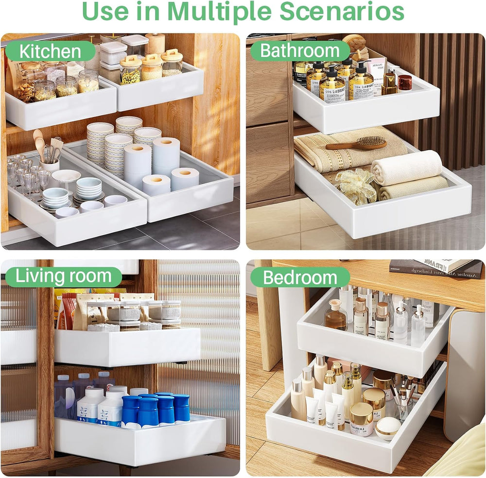 2Pack Pull out Cabinet Organizer, 21"Deep, Heavy Duty Full-extension Sli...