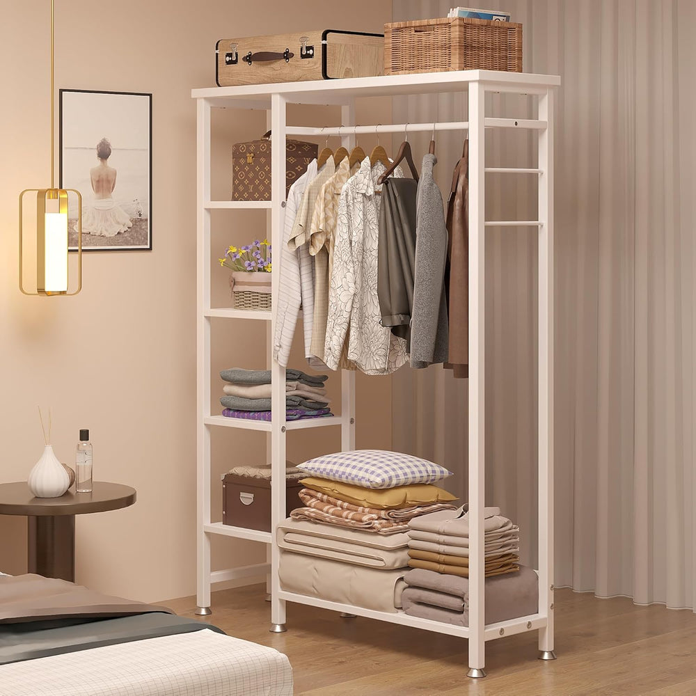 VECELO Open Garment Clothing Rack, Free-Standing Heavy Duty Storage Closet wi...
