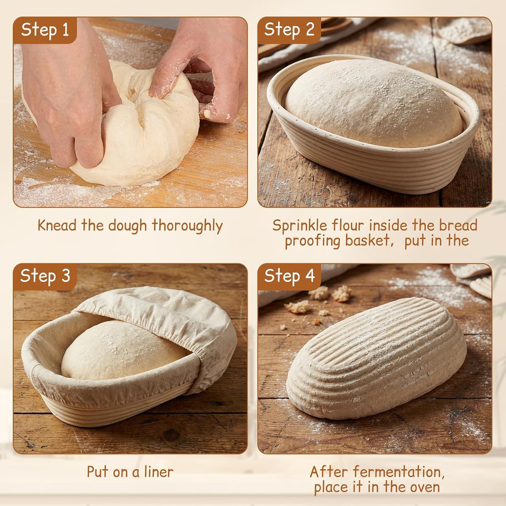 Set of 8 Mini Banneton Bread Proofing Basket with Liner, 5-inch Round and 6.5...