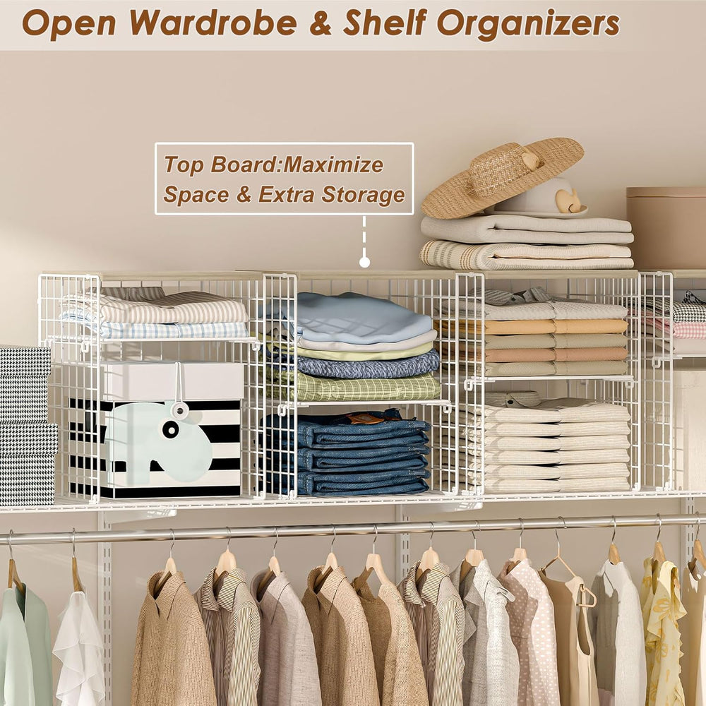 Hencawima 4 Pack Stackable Closet Organizers and Storage, Clothing Storage Sh...