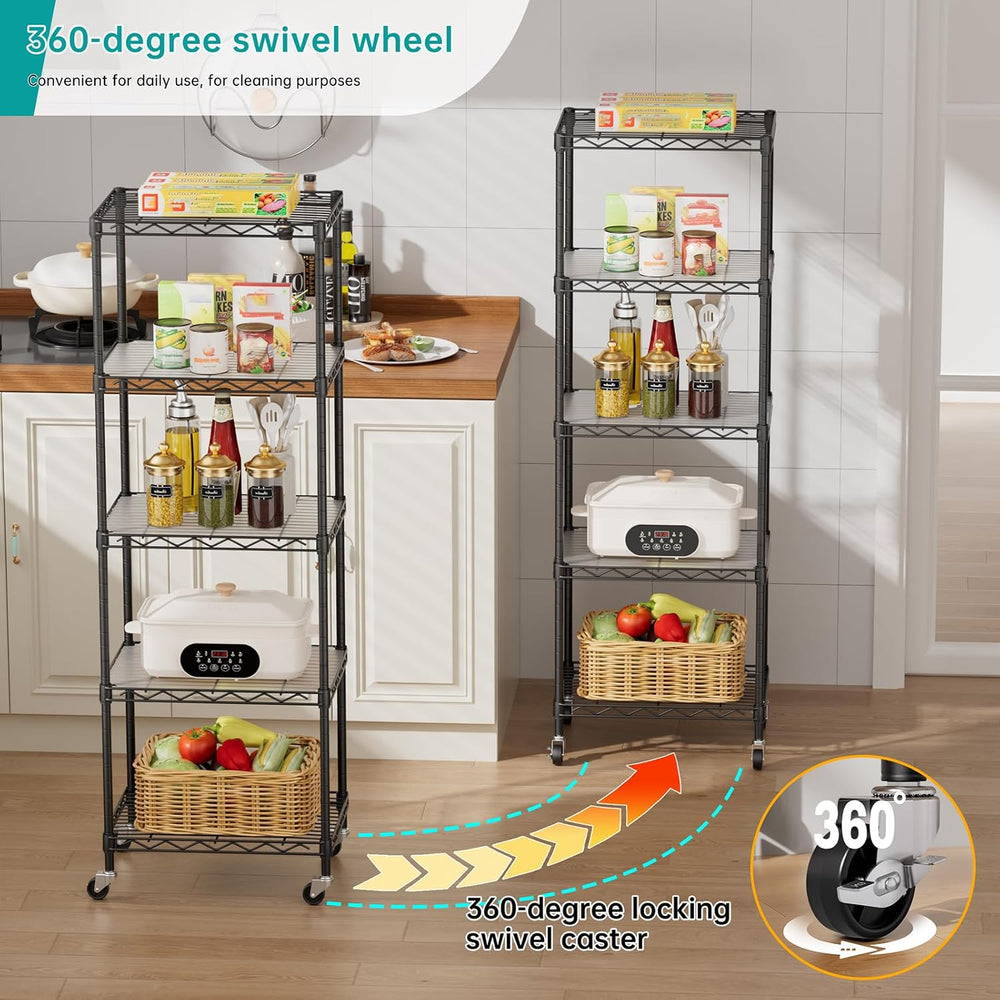 SINGAYE Small 5 Tier Shelves Wire Storage Shelving Adjustable Metal Shelf