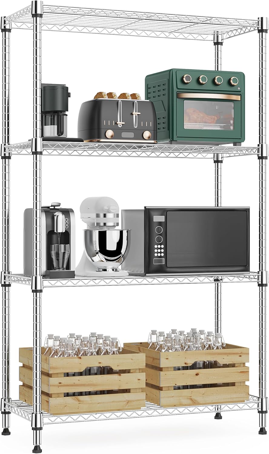 M MZG 1000 lbs 4Tier Shelf Metal Storage Shelves Wire Rack Closet Organizers ...