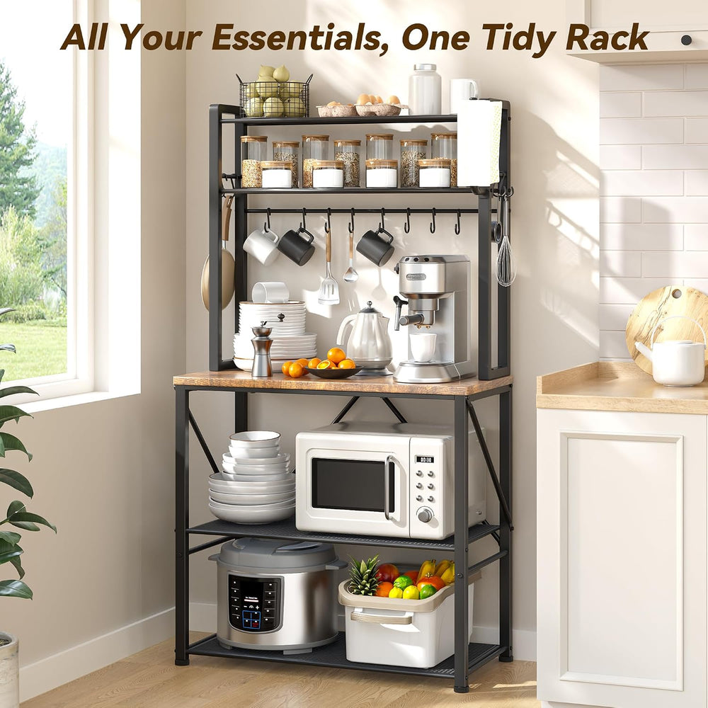 YASONIC Coffee Bar, Bakers Rack with Storage, 25.6 Inches Microwave Stand, 5 ...