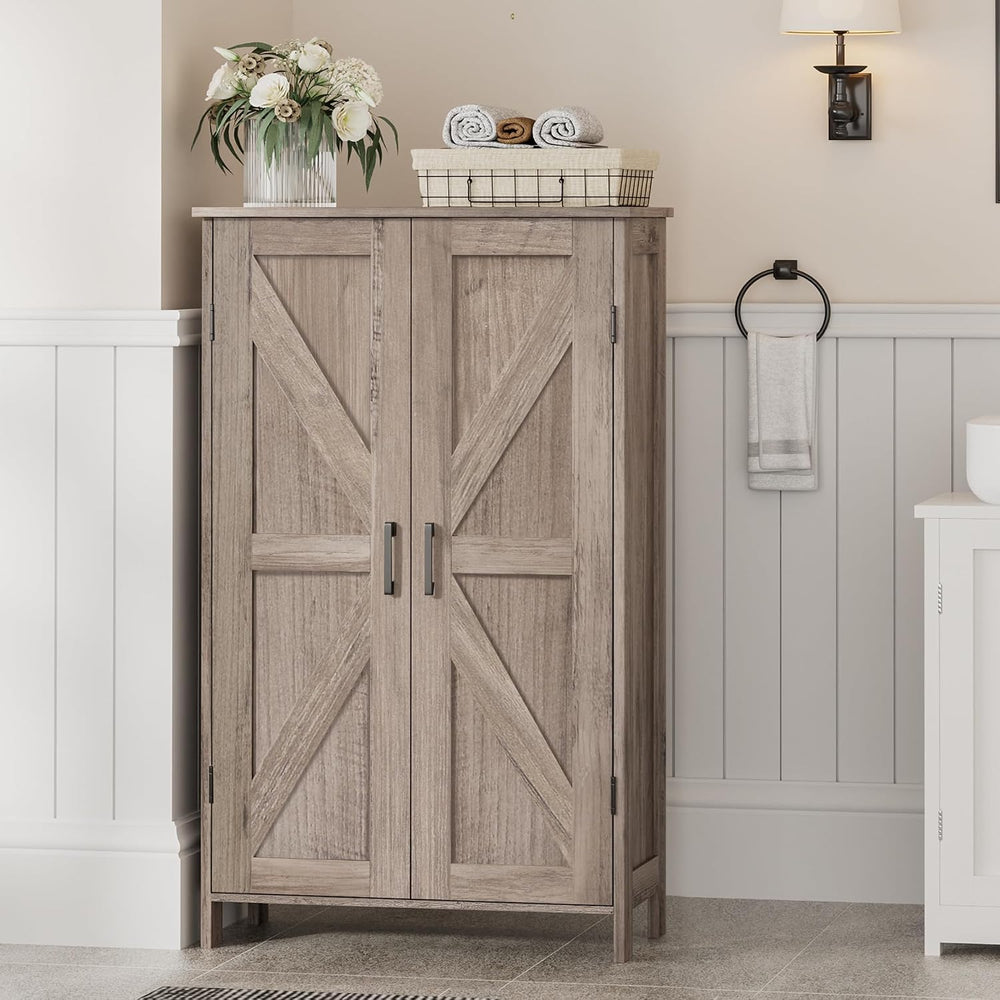 Homleke 43.3" H Farmhouse Bathroom Storage Cabinet with Adjustable Shelves
