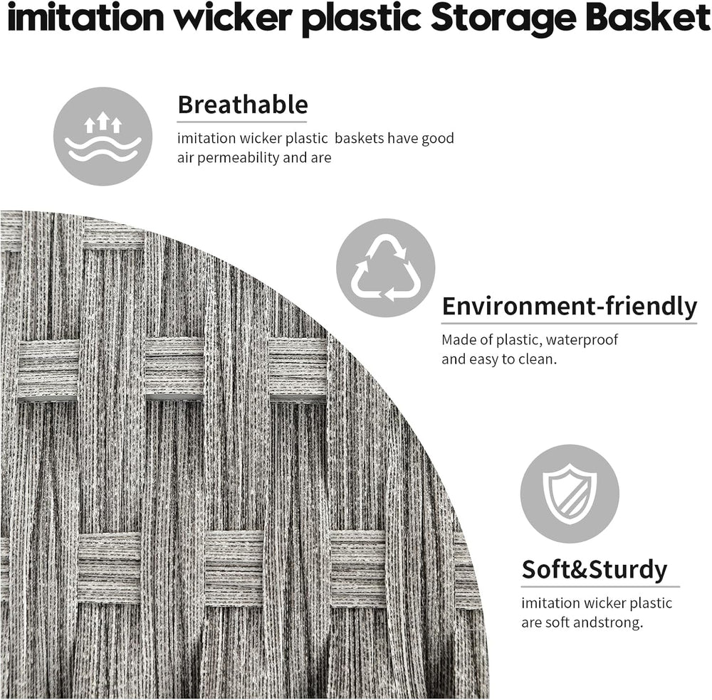 YMhoart Woven Storage Bins With Lids Shelf Baskets Wicker Organizing Rattan B...