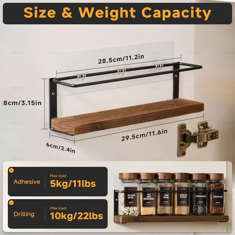 4-Tier Wall Mount Spice Rack Organizer with 24 Glass Jars, 216 Labels & F...