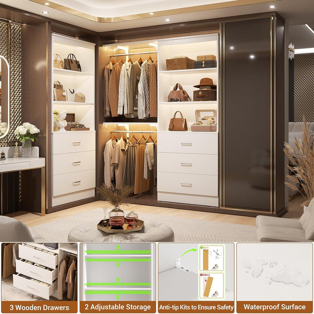 Aheaplus 47.2" Closet Drawers System, Closet System with 3 Drawers, White