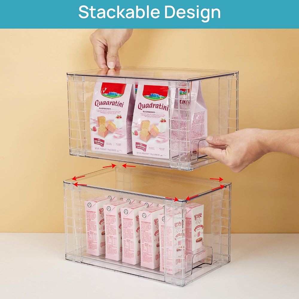 Vtopmart 4 Pack Stackable Clear Pantry Storage Drawers, Large
