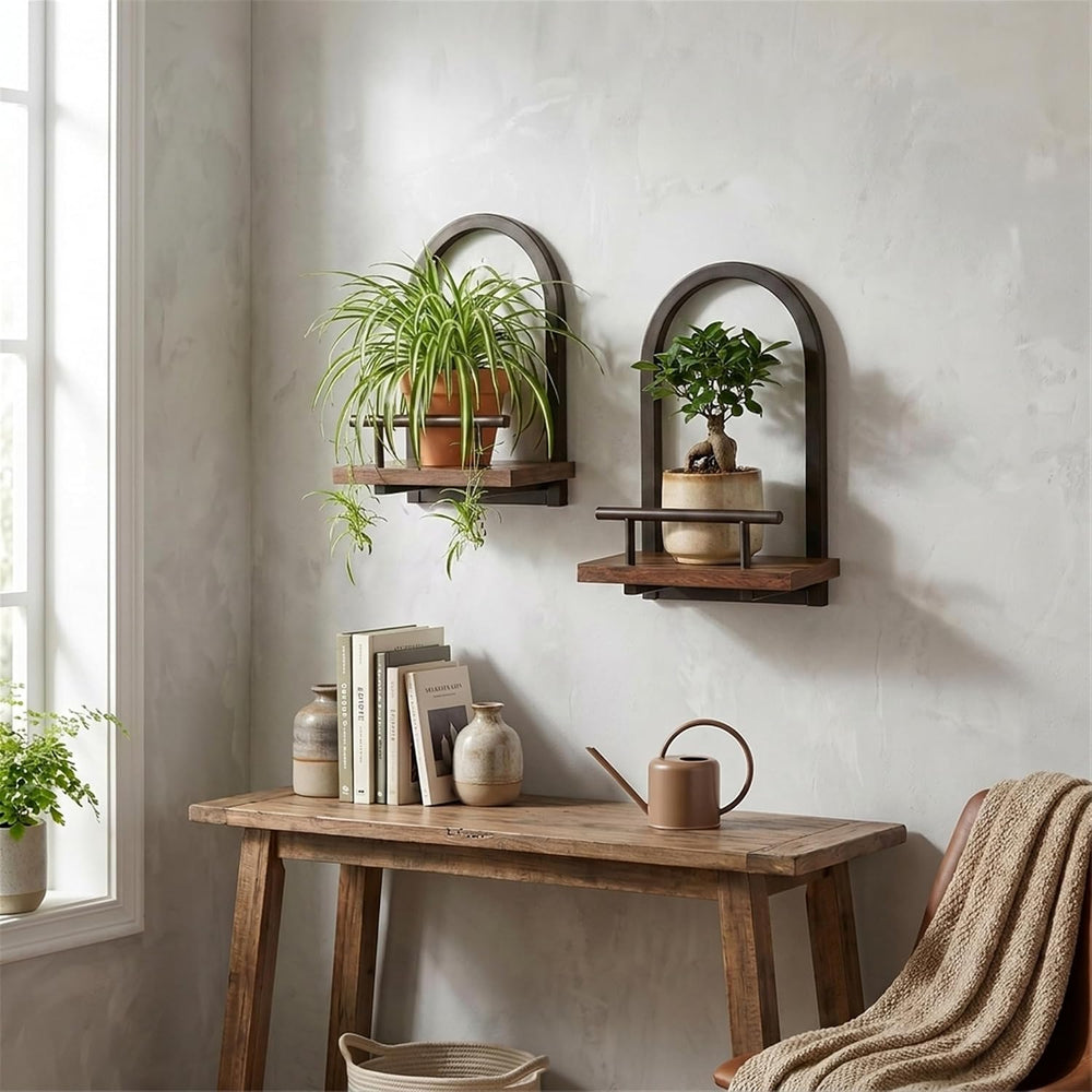Amaoot Floating Shelves Set for 3, Wall Plant Holder Shelf, Wall Planters